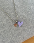 ACRYL HEART NECKLACE SOFT LILAC SILVER