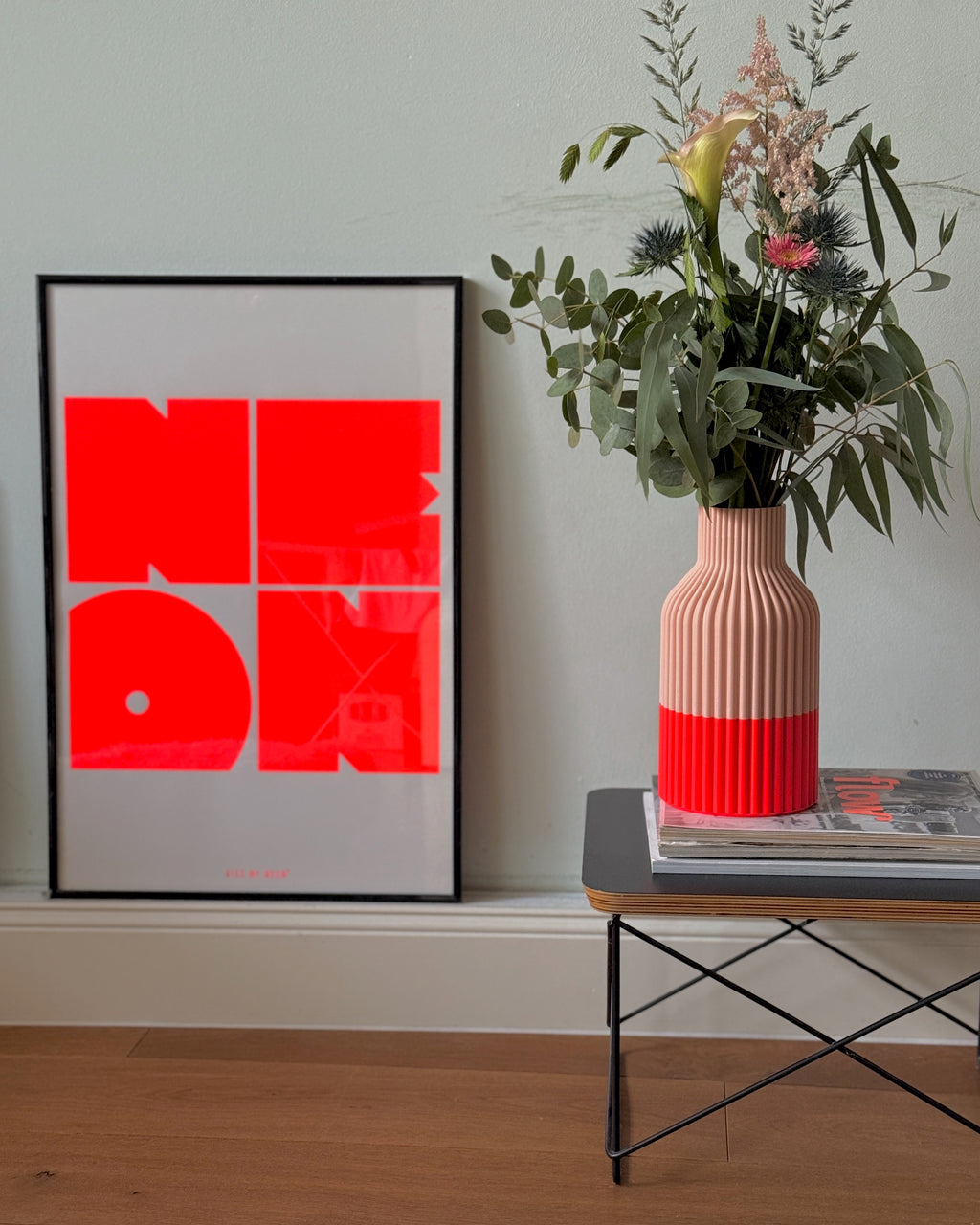 Vase KAJA neon red/rose
