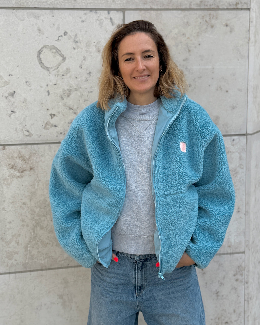 TEDDY FLEECE JACKE Blue