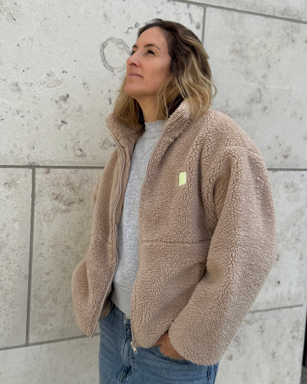 TEDDY FLEECE JACKE Sand