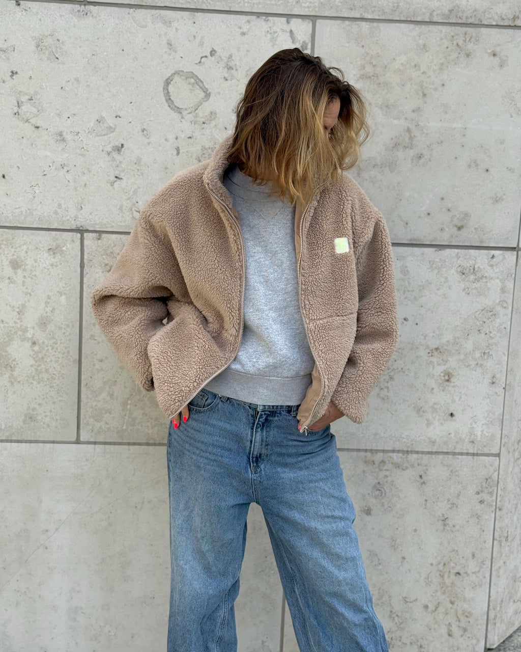 TEDDY FLEECE JACKE Sand