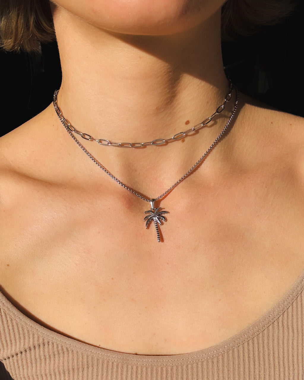 PALM TREE Necklace Silver