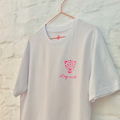 STAY WILD T-Shirt White/Neon-Pink