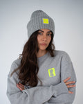 Mütze GREY mit Stick Patch in Neon-Gelb